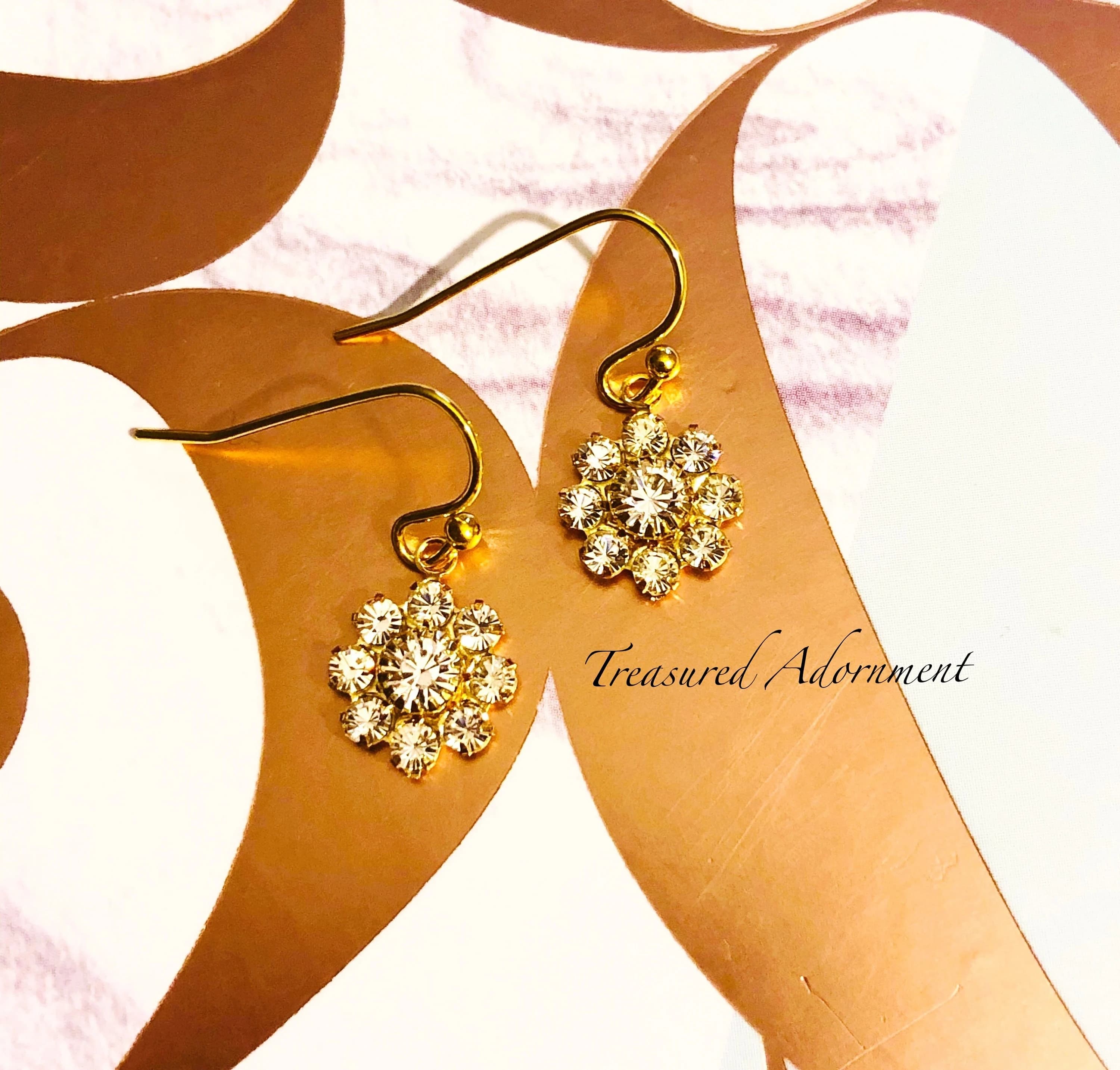 Clear Swarovski Crystal Flower Earrings, Bridal Earrings, Bridesmaids Earrings gift, Wedding, Valentines Day gift, Swarovski Earrings - image 4
