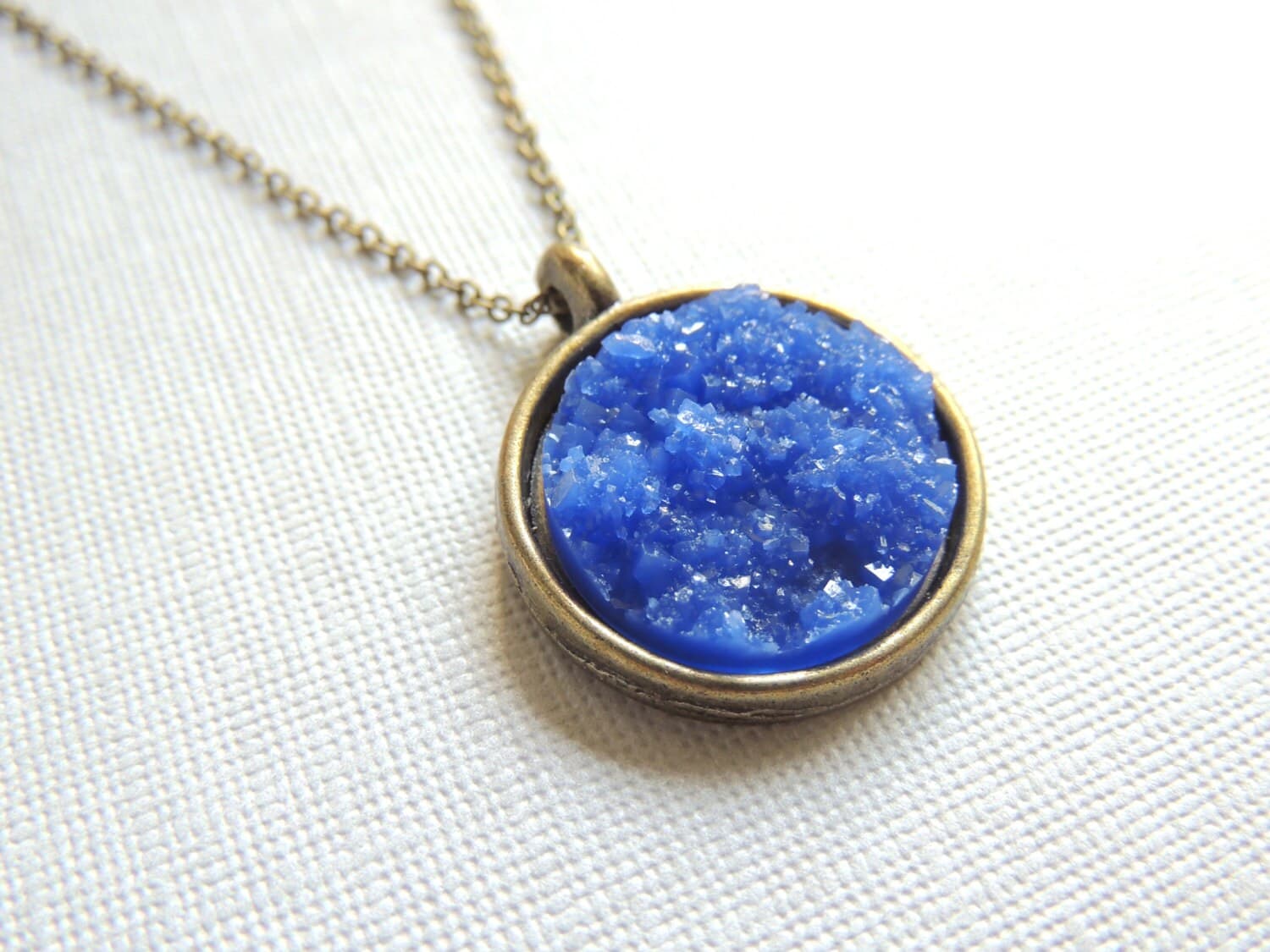Druzy Necklace, Resin Blue Druzy Round, Vintage Style Necklace, Galaxy Necklace, Thank you gift for her, Something Blue, Vintage Wedding - image 3