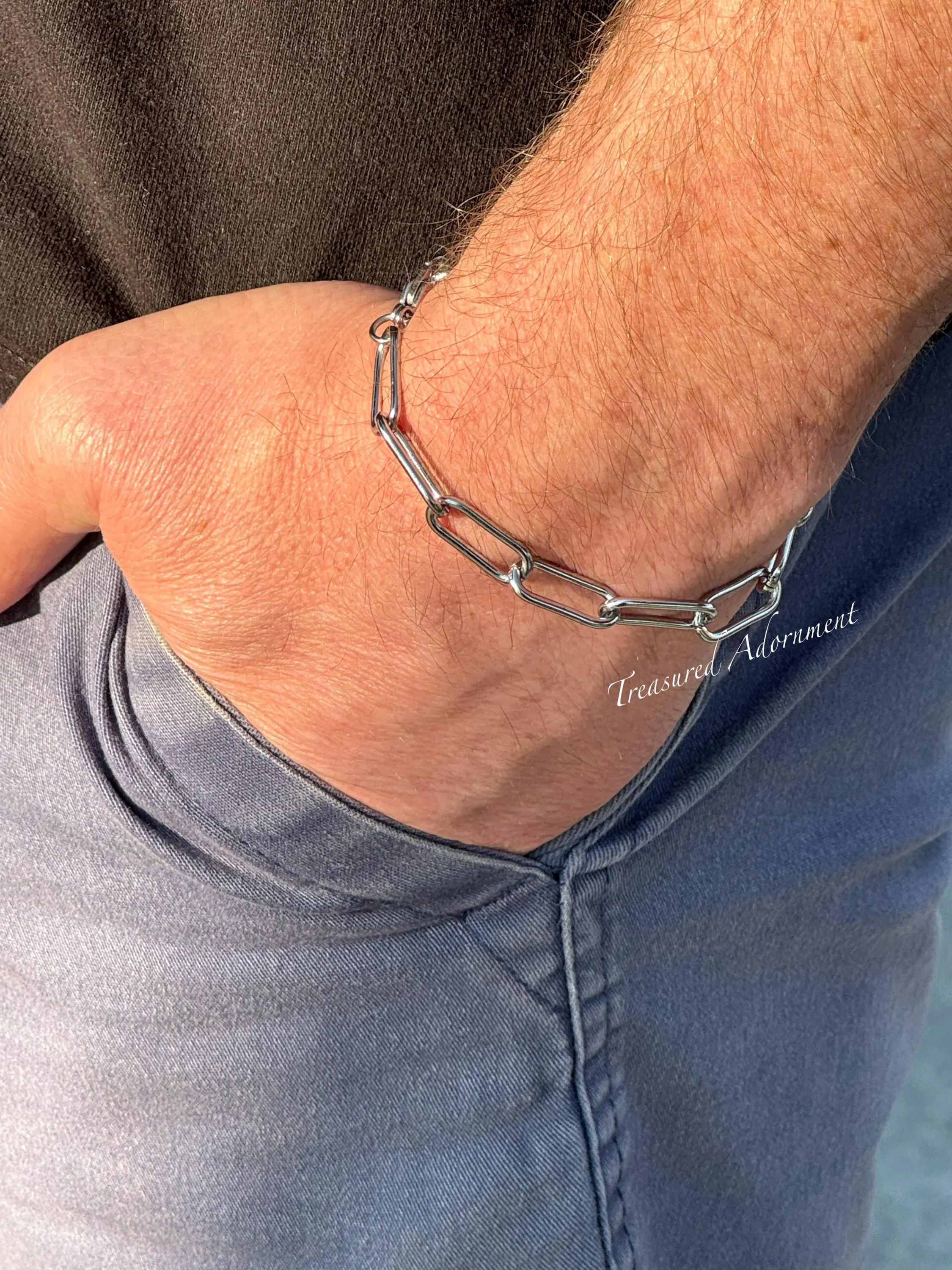 Paper clip Bracelet, Stainless Steel Bracelet, Men's Bracelet, Unisex Bracelet, Paperclip Bracelet, Gift for him, Holiday gift - image 3