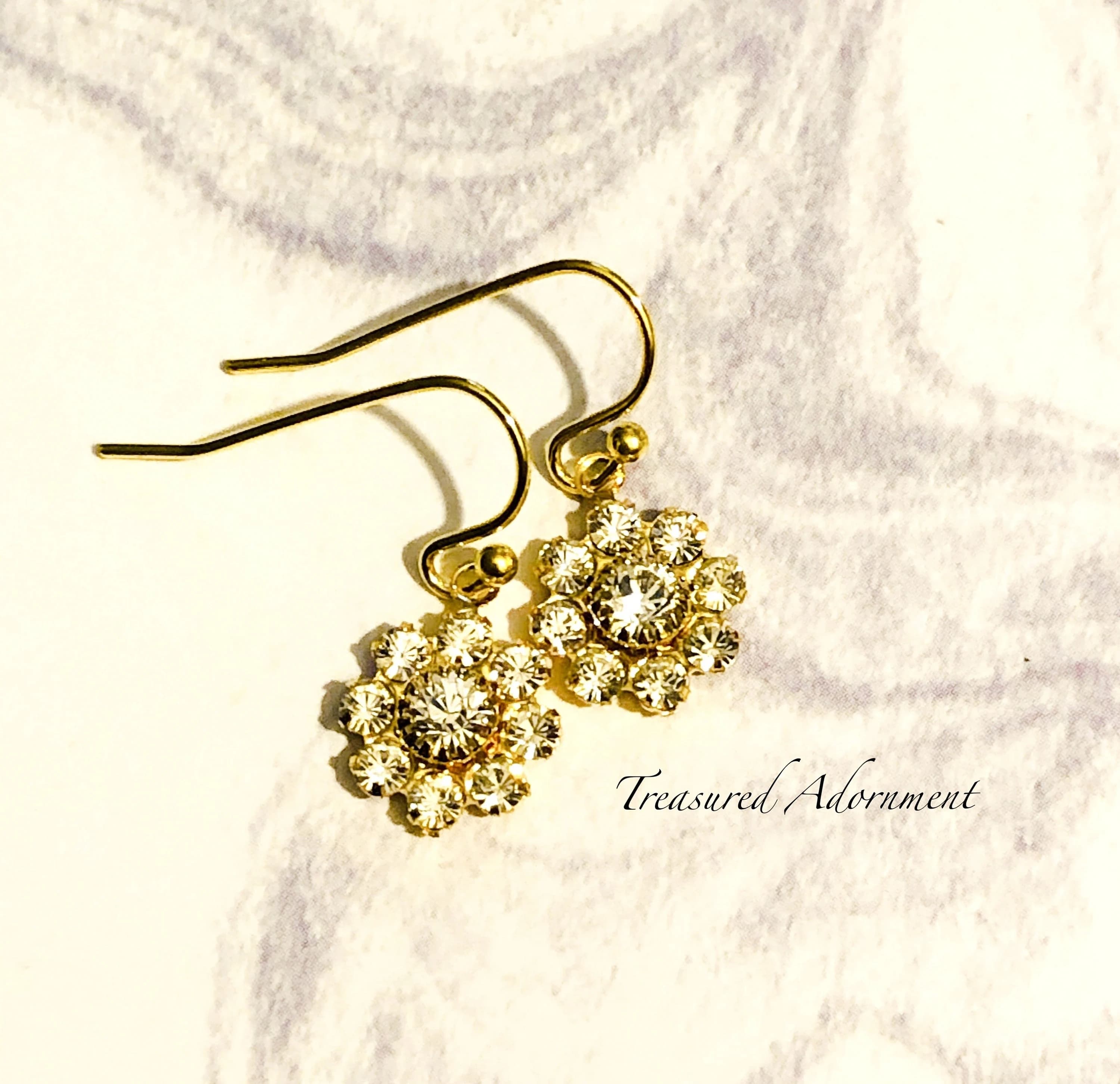 Clear Swarovski Crystal Flower Earrings, Bridal Earrings, Bridesmaids Earrings gift, Wedding, Valentines Day gift, Swarovski Earrings - image 3