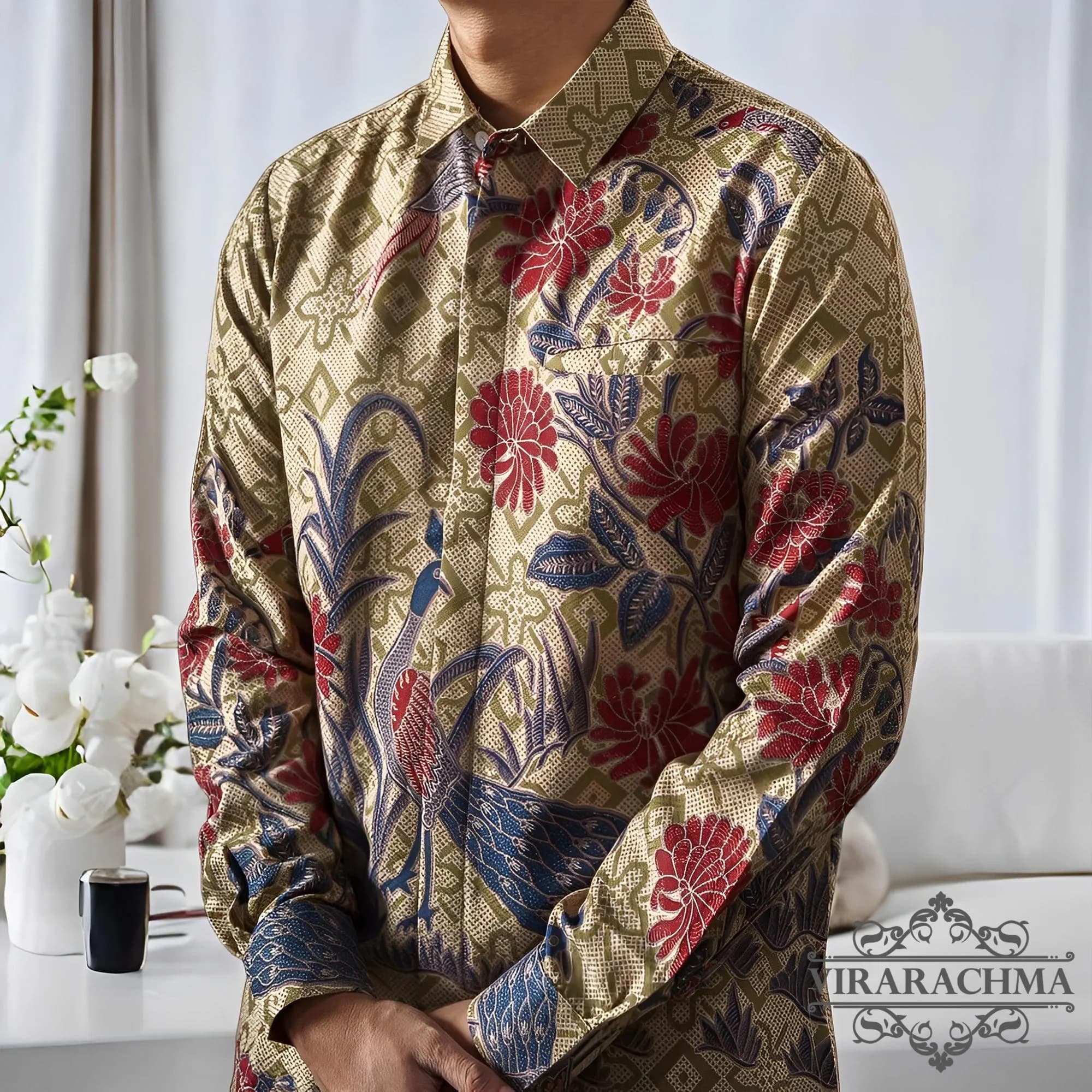 Coreta Long Sleeve Men's Batik Shirt, Elegant Look, Stylish Men, Men Batik, Batik Shirt, Formal Shirt For Men