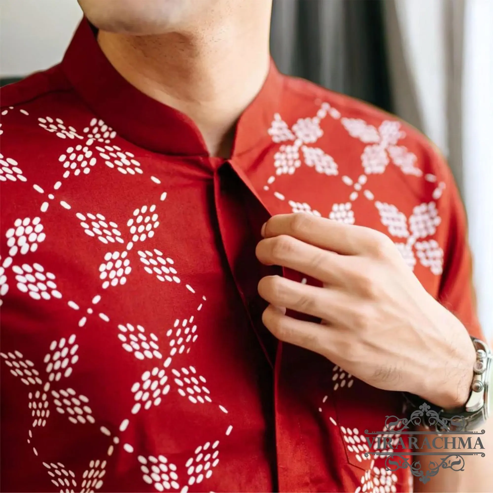 Short Batik Koko Cap with Raffie Furing – Elegant & Comfortable, Cotton Koko Shirt, Muslim Men's Wear, Islamic Clothing, Elegant Koko Shirt