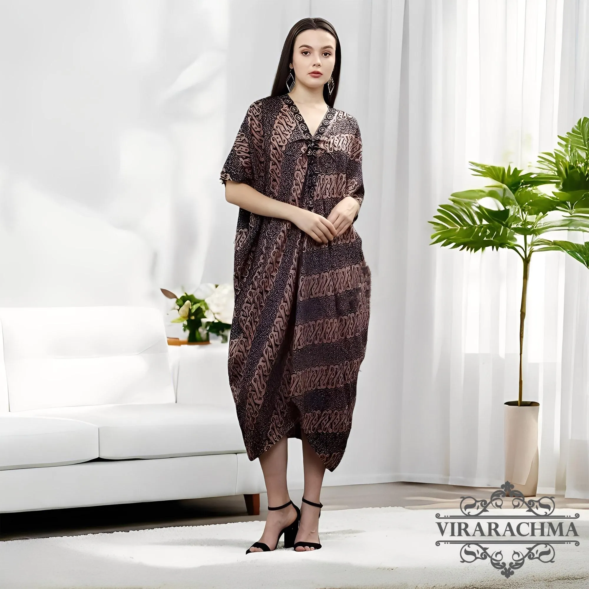 Kaftan Batik Sogan Raya – Elegant Muslim Batik Dress, Batik Dress, Batik, Boho Dress, Ethnic Dress, Kaftan Batik, Dress, Women Dress - image 4