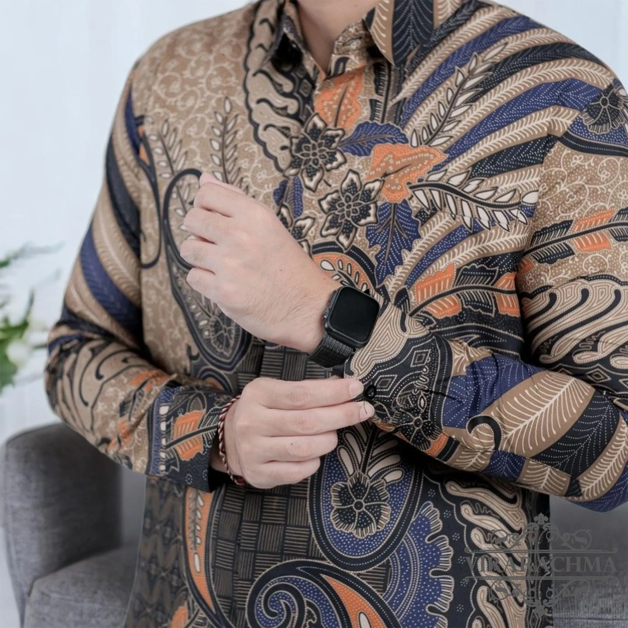 Men's Slim Fit Batik Shirt with Modern Prabu Motif - Long Sleeve, Stylish Men, Men Batik, Batik Shirt, Formal Shirt For Men