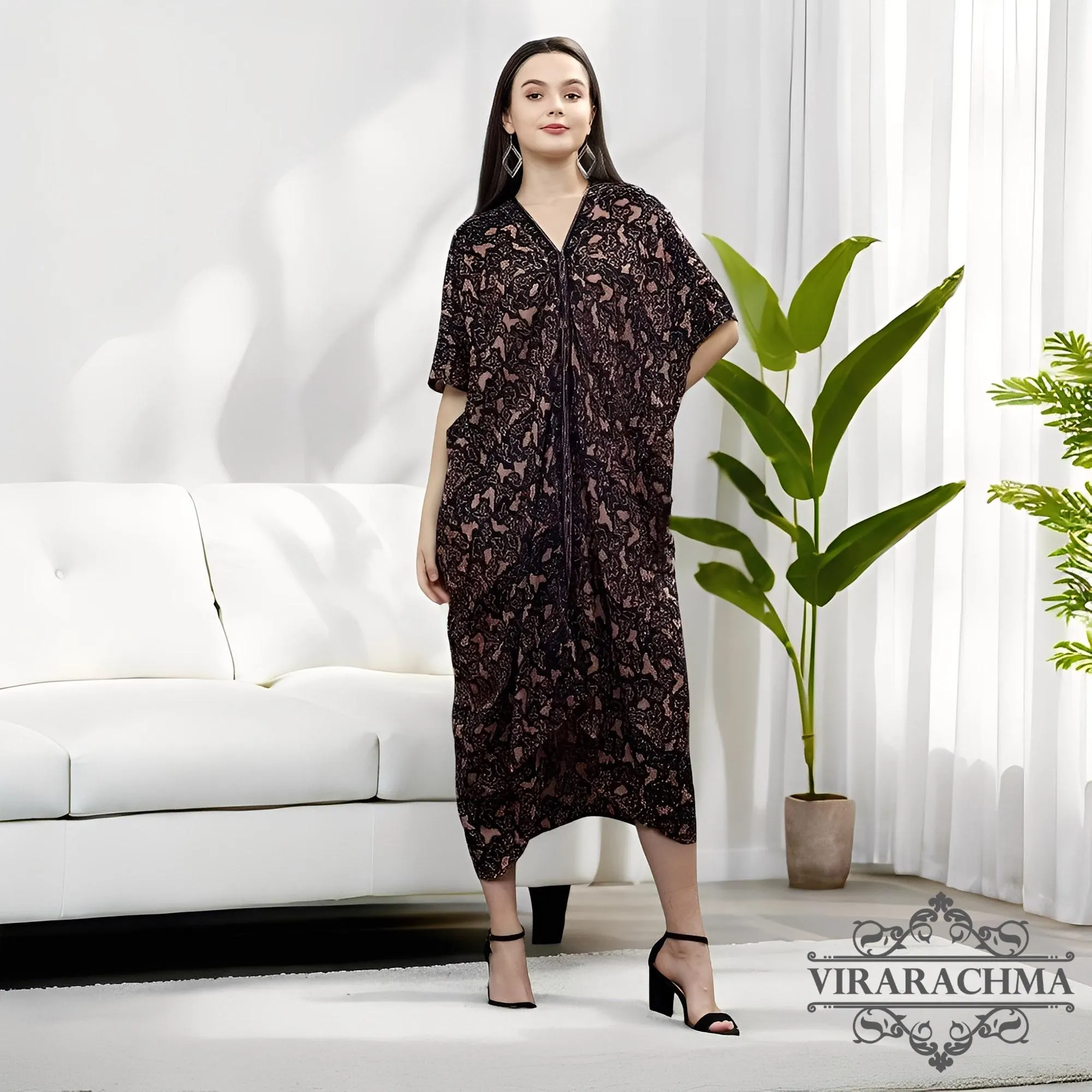 Kaftan Batik Sogan Raya – Elegant Muslim Batik Dress, Batik Dress, Batik, Boho Dress, Ethnic Dress, Kaftan Batik, Dress, Women Dress - image 3