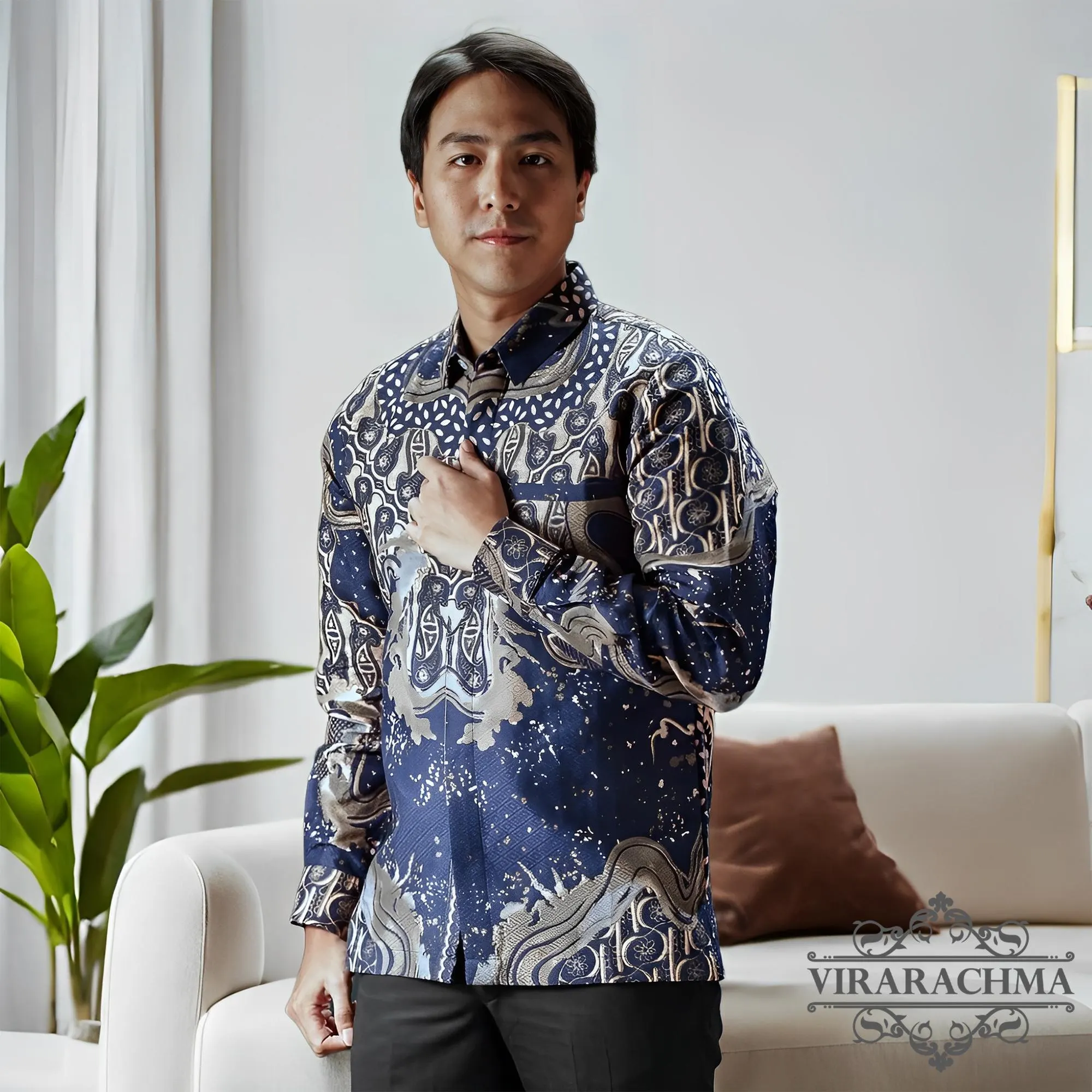 Matching Men's Batik Shirt - Long Sleeve, Classy Look, Stylish Men, Men Batik, Batik Shirt, Formal Shirt For Men