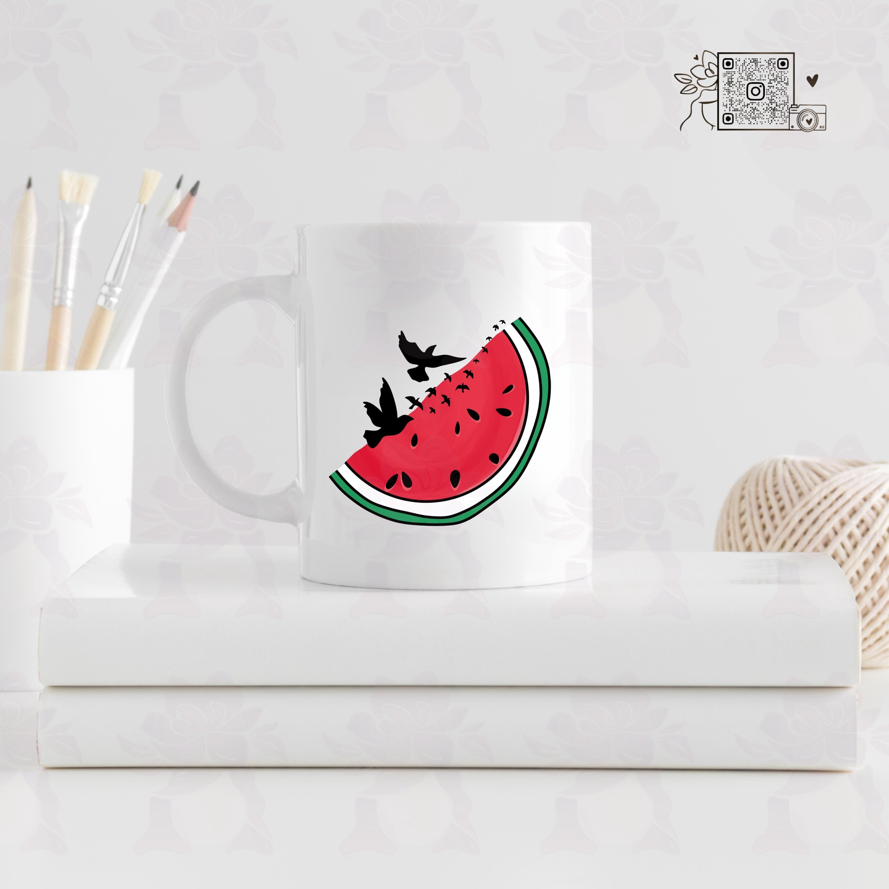 Palestinian Watermelon & Birds Mug: Freedom Art, Cultural Gift - image 2