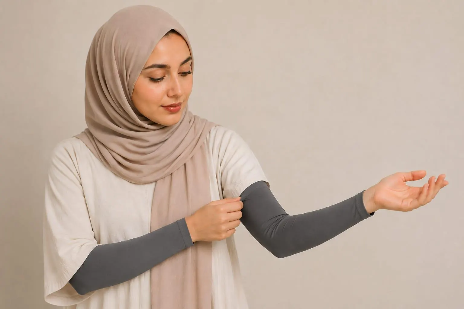 2X Elegant Turlu 1 pair Arm Sleeve with/without button Cover comfy stretch Women - image 5
