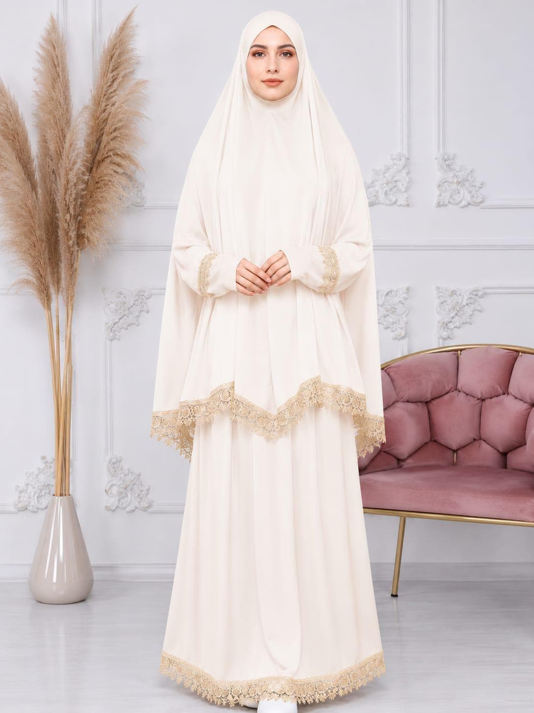 2pcs Lady Islamic prayer cloth Jilbab w sleeves made in Turkey
