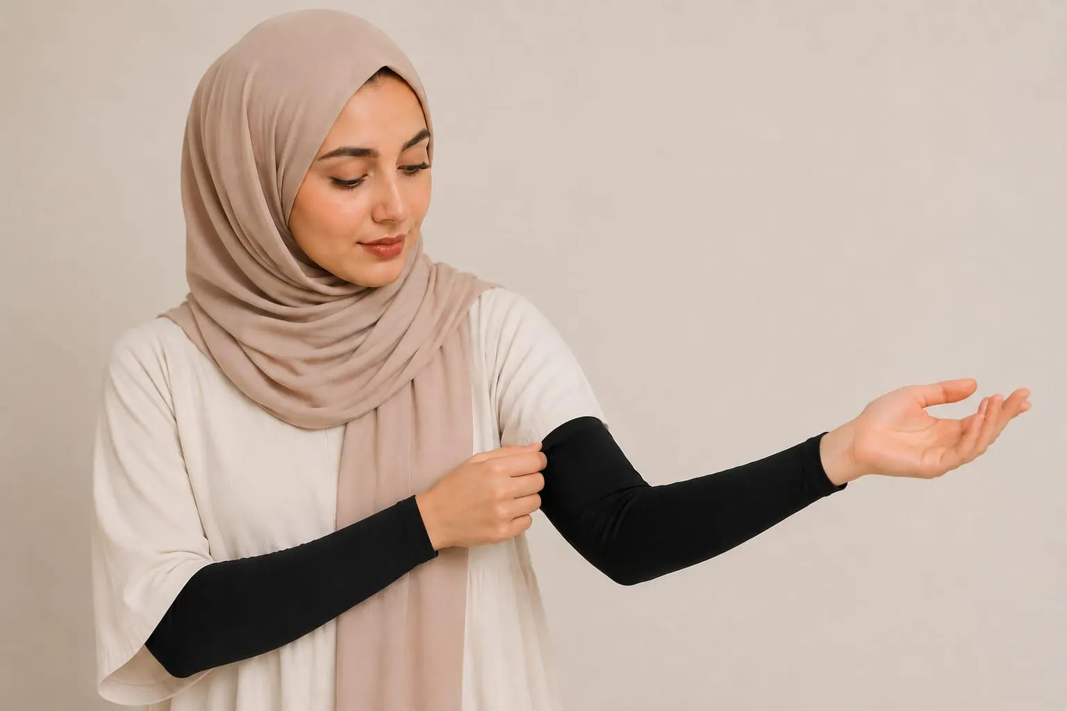 2X Elegant Turlu 1 pair Arm Sleeve with/without button Cover comfy stretch Women - image 4