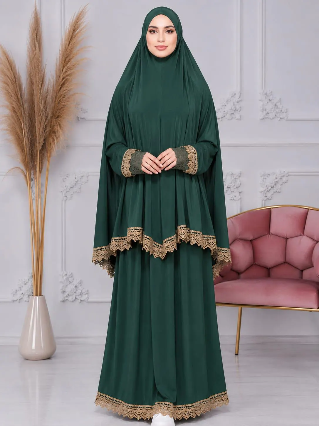 2pcs Lady Islamic prayer cloth Jilbab w sleeves made in Turkey - image 2