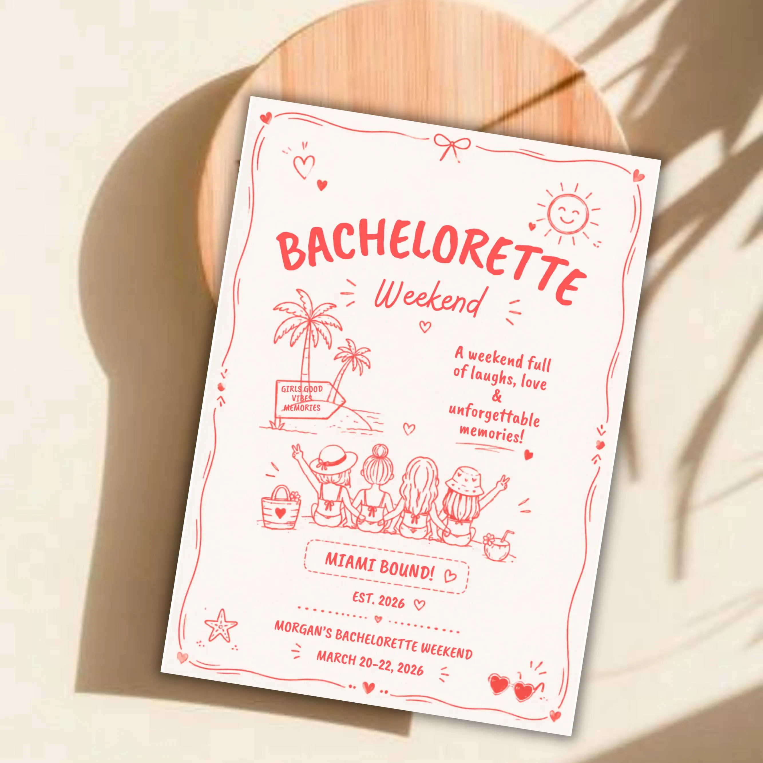 Custom Bachelorette Weekend Itinerary, The Bach Club Canva Template, Editable Party Schedule, Instant Download