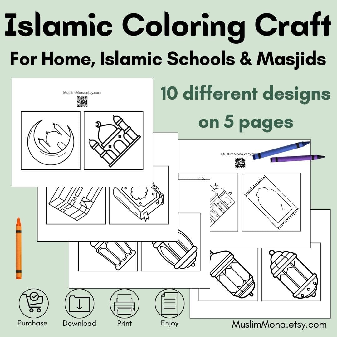 Islamic Coloring Craft: 10 Designs for Kids (Digital Download) - image 2