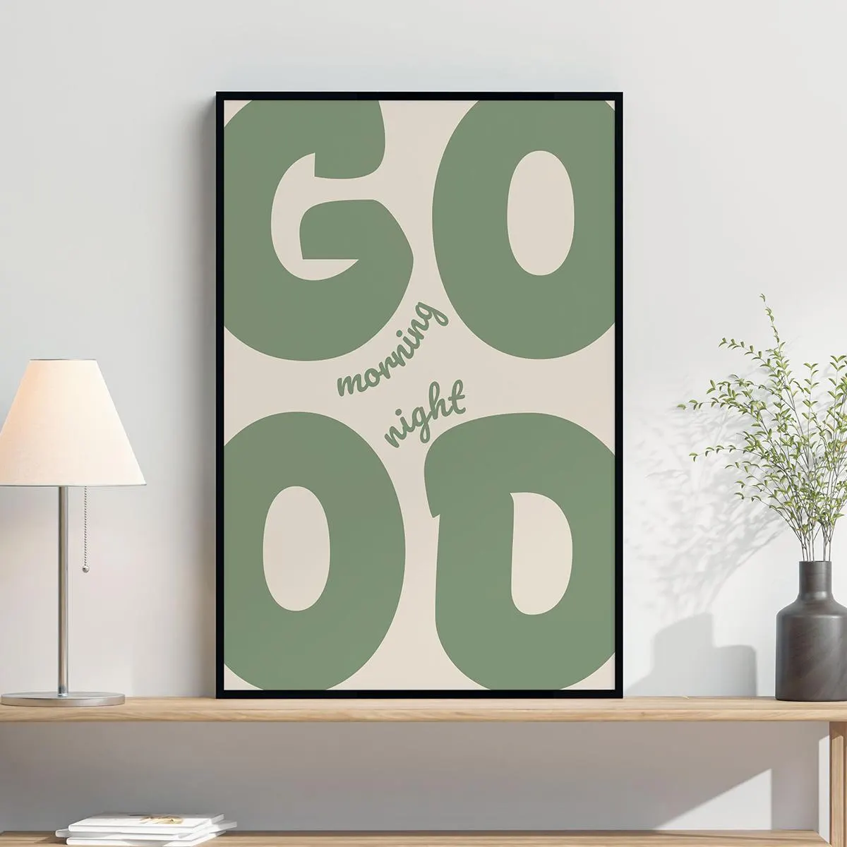 Good Morning Poster Minimalist Sage Green Poster Funky Preppy Positive Art Print Bold Bedroom Art Dorm Decor Art Above Bed Art Home Decor - image 3