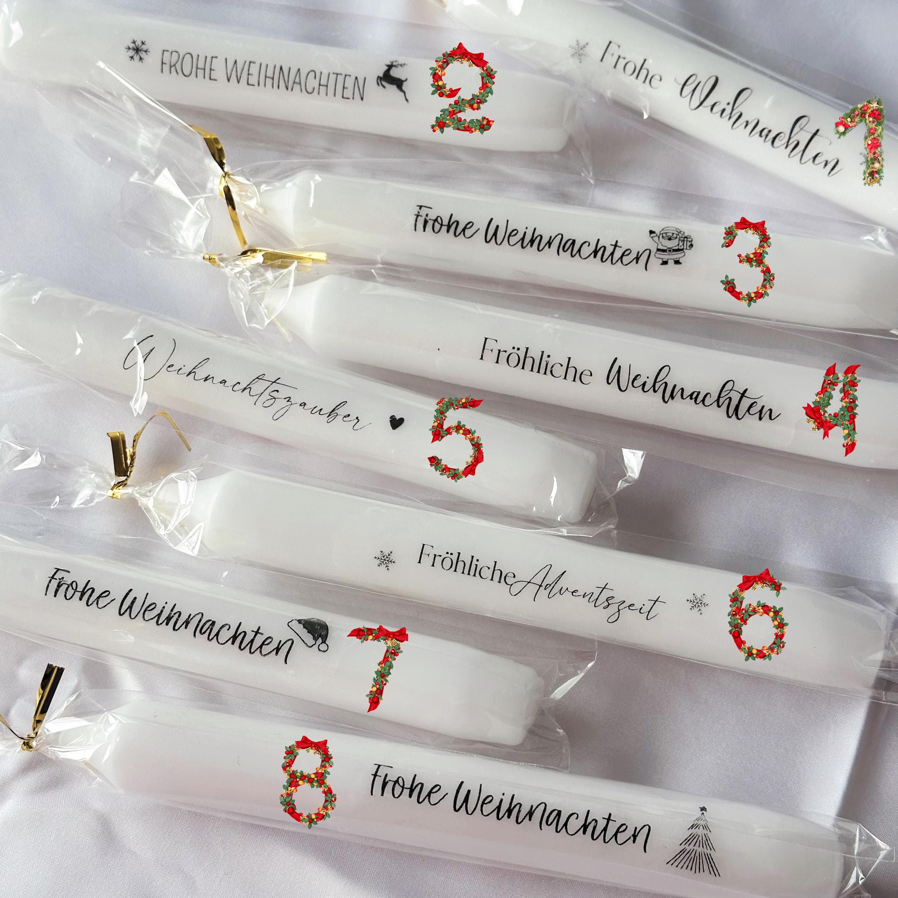 Weihnachtskerze mit Spruch, Stabkerze 18 cm, Frohe Weihnachten Geschenk, Handgemachte Kerze, Weihnachtsdeko, Adventszeit, Gastgeschenk - image 3