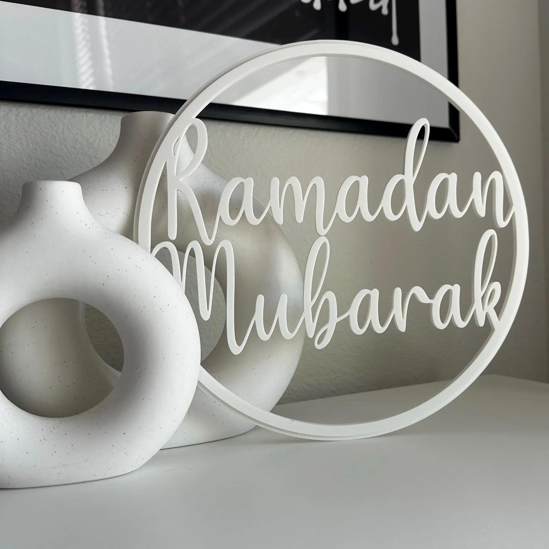 Ramadan Mubarak Door Sign | Islamic Ramadan Wall Decor | Muslim Home Decoration | Eid Mubarak Circle Sign - image 4