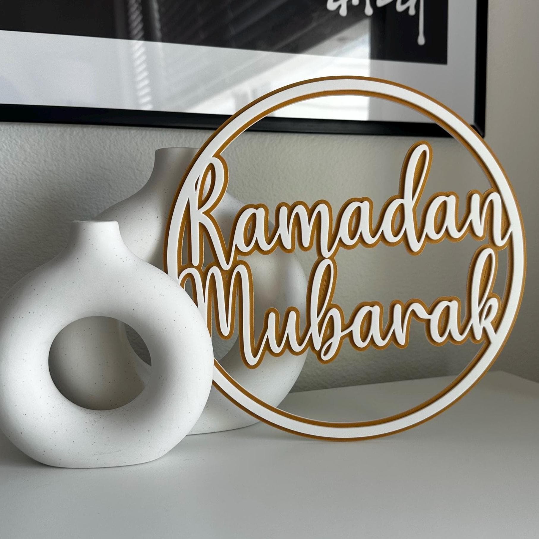 Ramadan Mubarak Door Sign | Islamic Ramadan Wall Decor | Muslim Home Decoration | Eid Mubarak Circle Sign - image 3