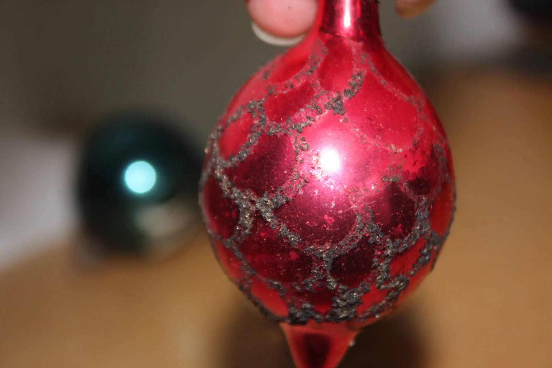 Set 6 Vintage Christmas Ornaments Assorted - Pink Silver Blue Red Polka Dot - image 5