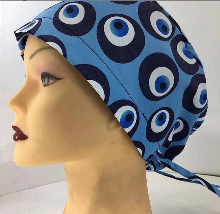 Evil eye surgical cap - Nurse cap | doctor cap | Head Covers - woman surgical scrub hats, surgical cap women , unisex scrub cap, - image 4