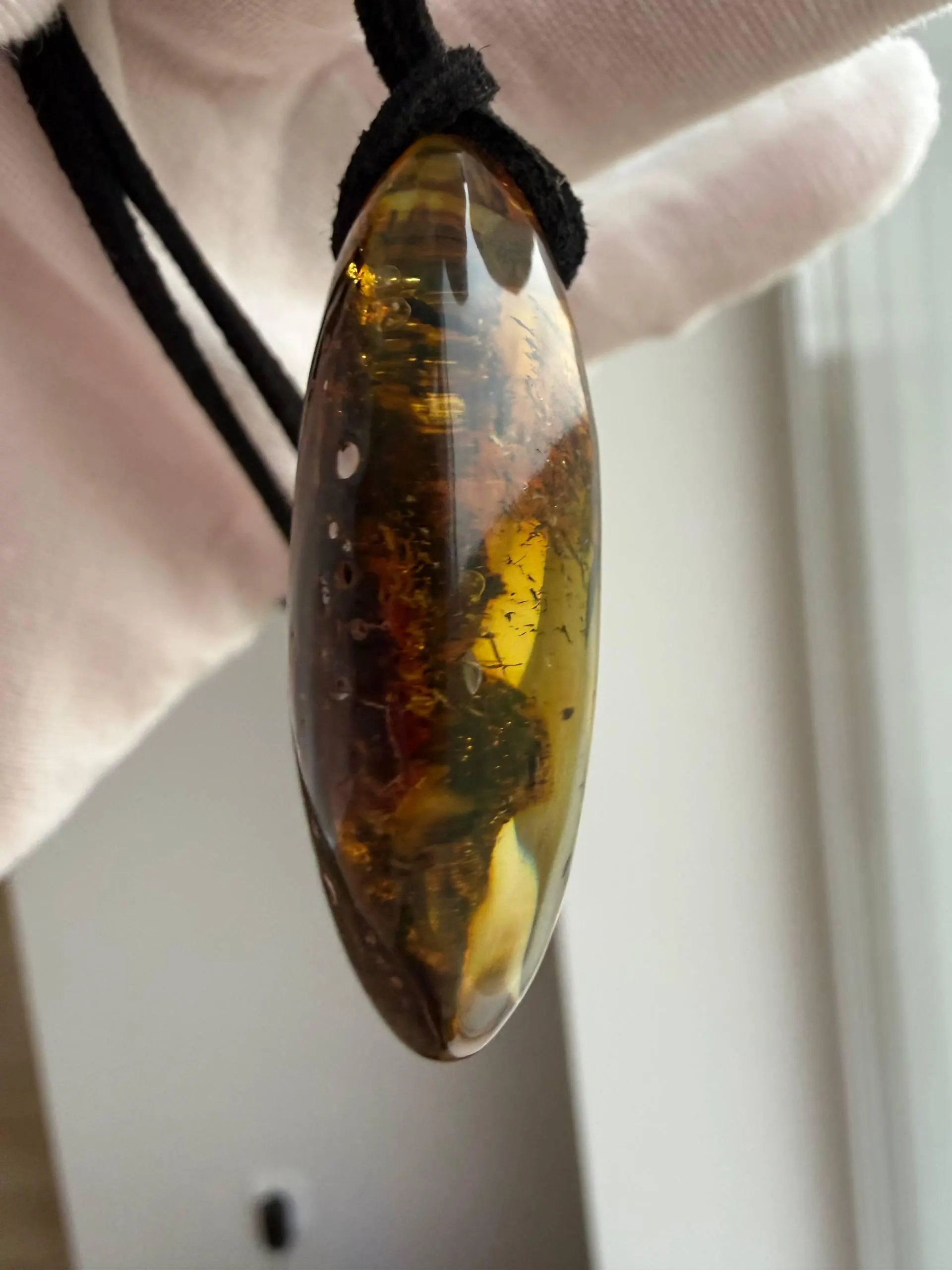 Natural Baltic Amber Pendant Necklace | Dark Cognac Amber Stone | Genuine Amber Jewelry | Unique Handmade Gift | Boho Statement Pendant - image 2