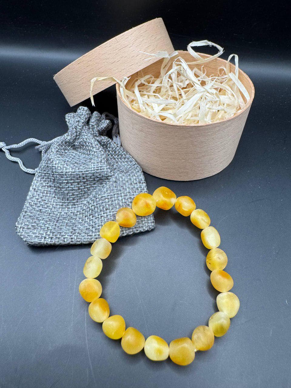 Raw Baltic Amber Bracelet • Natural Gemstone Stretch Bracelet - image 2