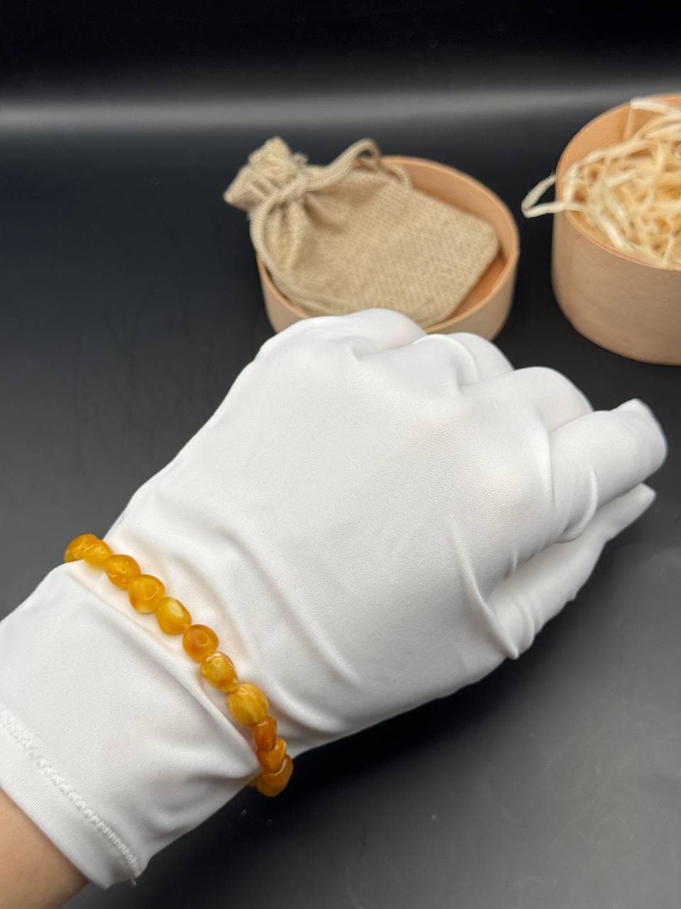 Handmade Baltic Amber Bracelet: Yellow Gemstone, Elastic Fit - image 3