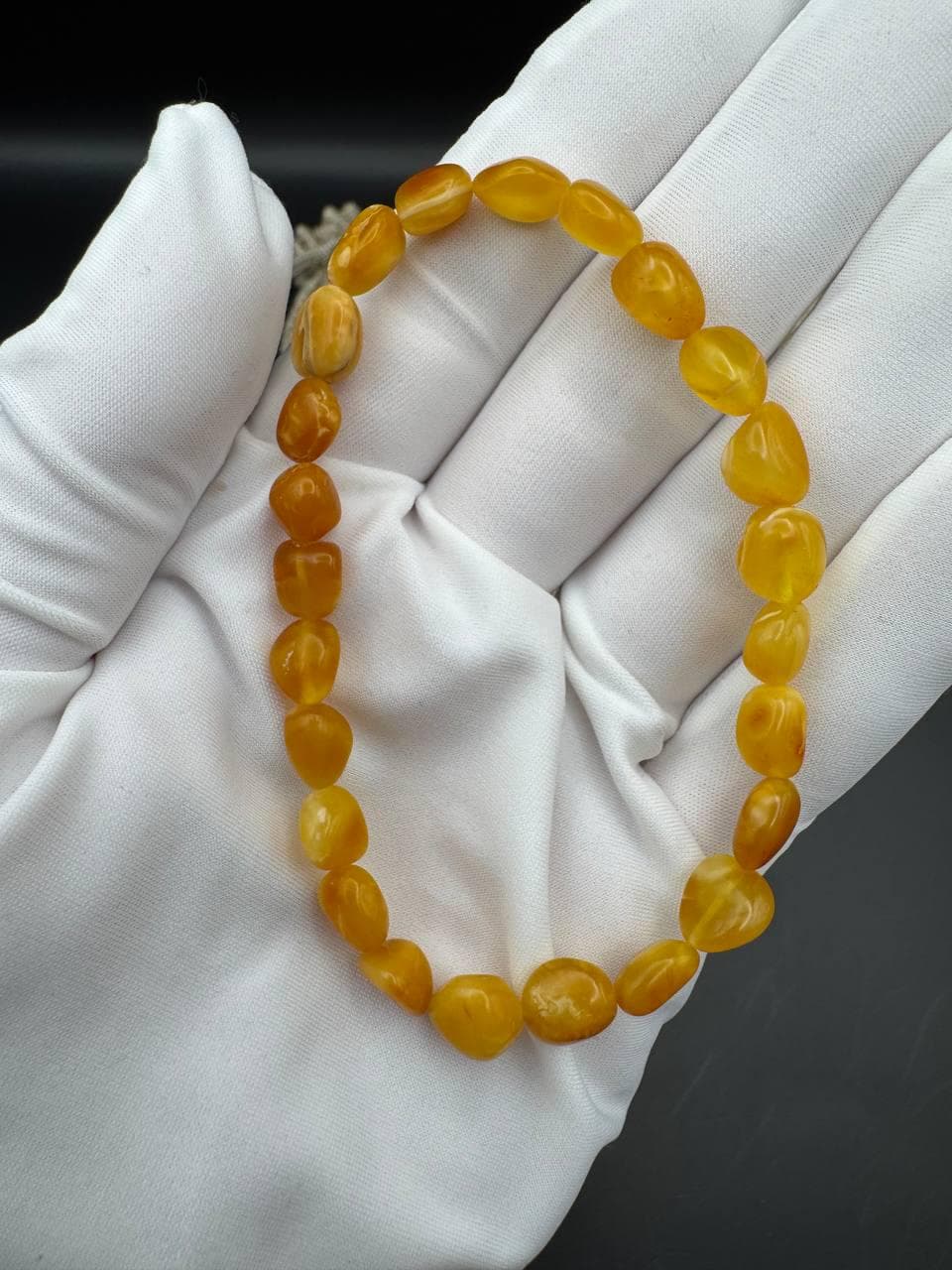 Handmade Baltic Amber Bracelet: Yellow Gemstone, Elastic Fit - image 4