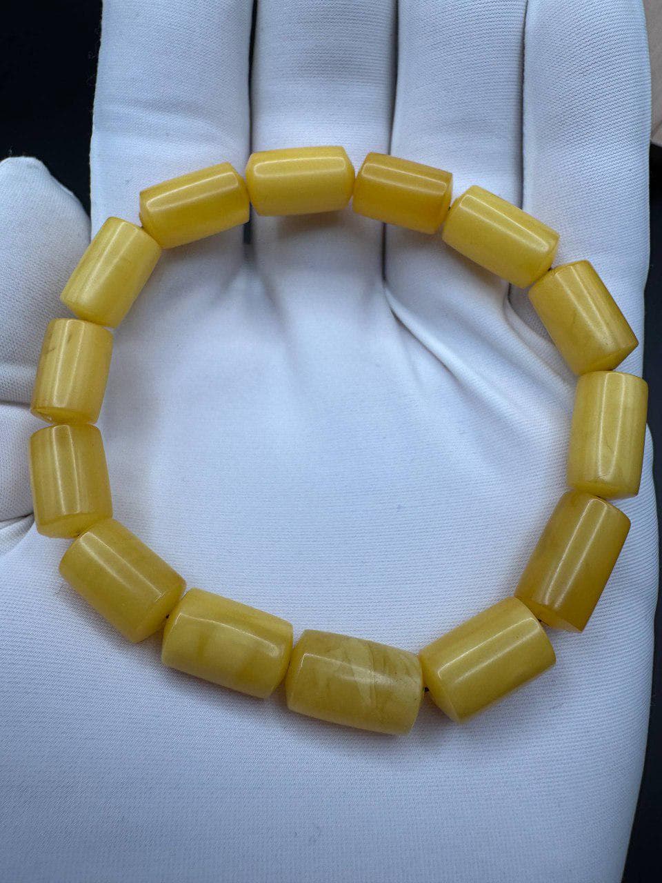 Vintage Baltic Amber Bracelet – Butterscotch Barrel Bead, Handmade - image 3