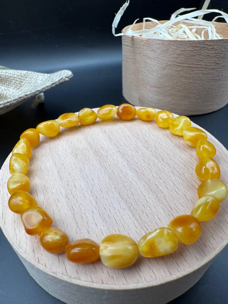 Handmade Baltic Amber Bracelet: Yellow Gemstone, Elastic Fit - image 2