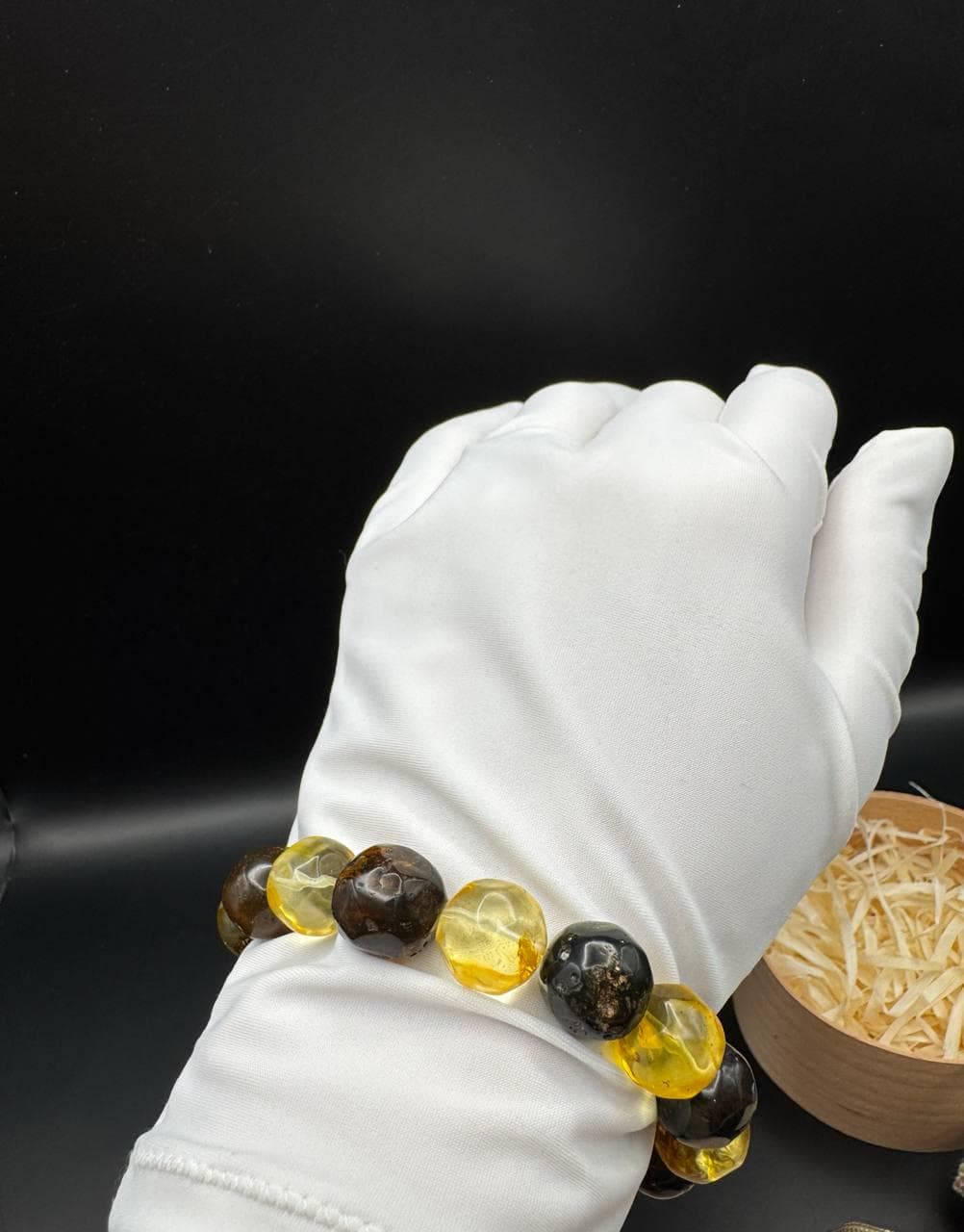Baltic Amber Bracelet: Round Gemstone Beads, Mixed Colors, Handmade - image 3