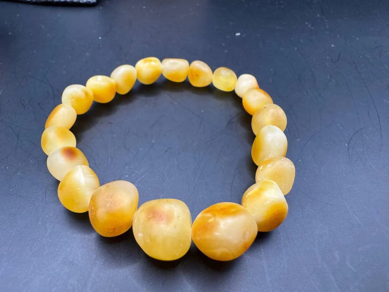Raw Baltic Amber Bracelet • Natural Gemstone Stretch Bracelet - image 3