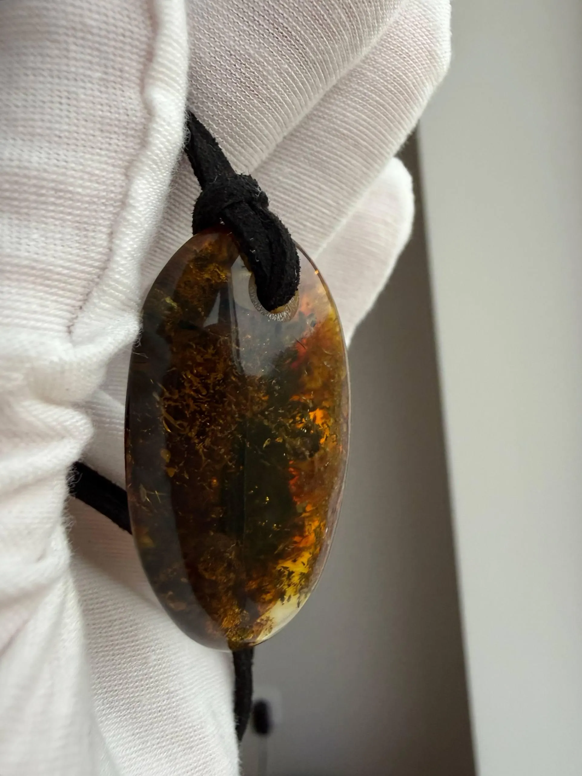 Natural Baltic Amber Pendant Necklace | Dark Cognac Amber Stone | Genuine Amber Jewelry | Unique Handmade Gift | Boho Statement Pendant - image 4