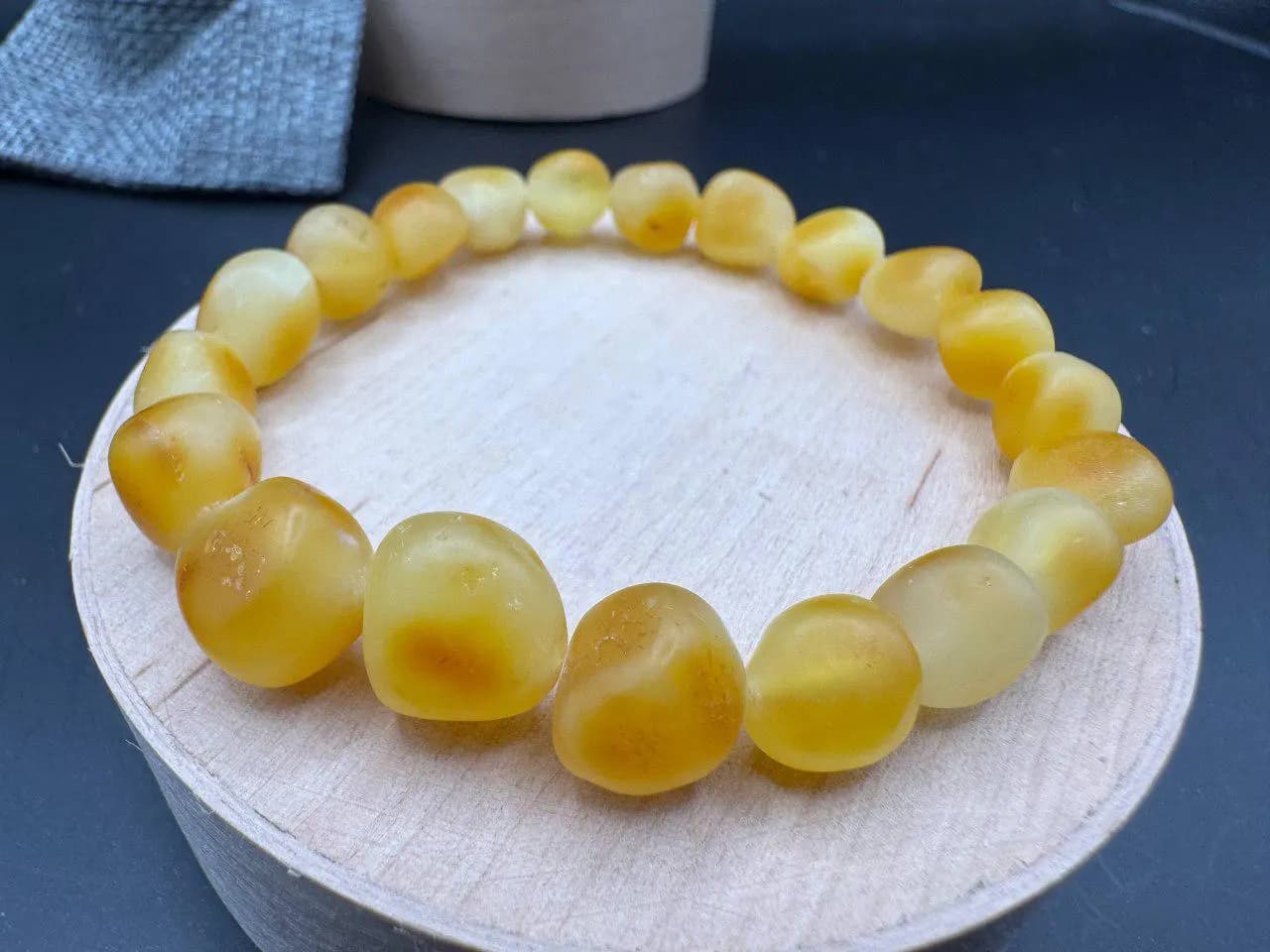 Raw Baltic Amber Bracelet • Natural Gemstone Stretch Bracelet - image 4