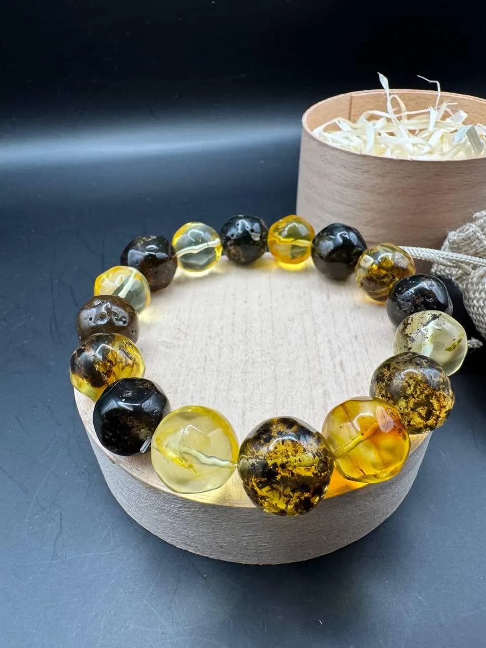 Baltic Amber Bracelet: Round Gemstone Beads, Mixed Colors, Handmade - image 5