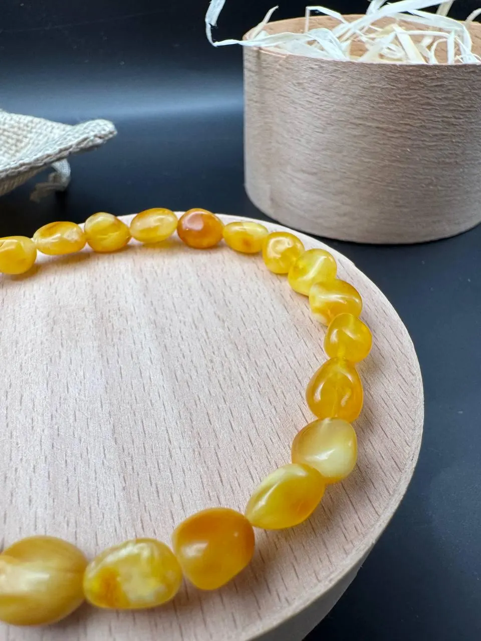 Handmade Baltic Amber Bracelet: Yellow Gemstone, Elastic Fit - image 5