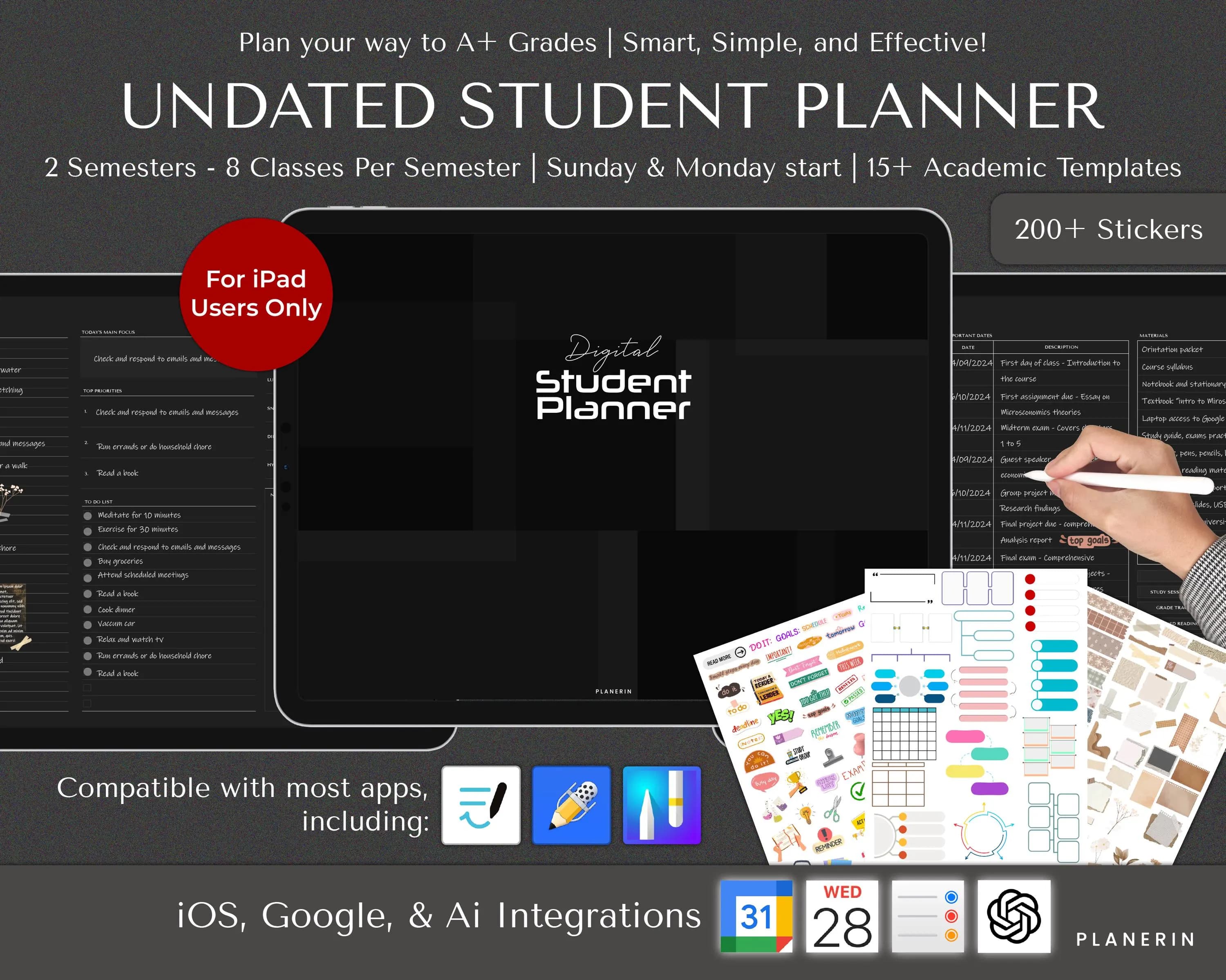 Digital Student Planner In Dark Mode