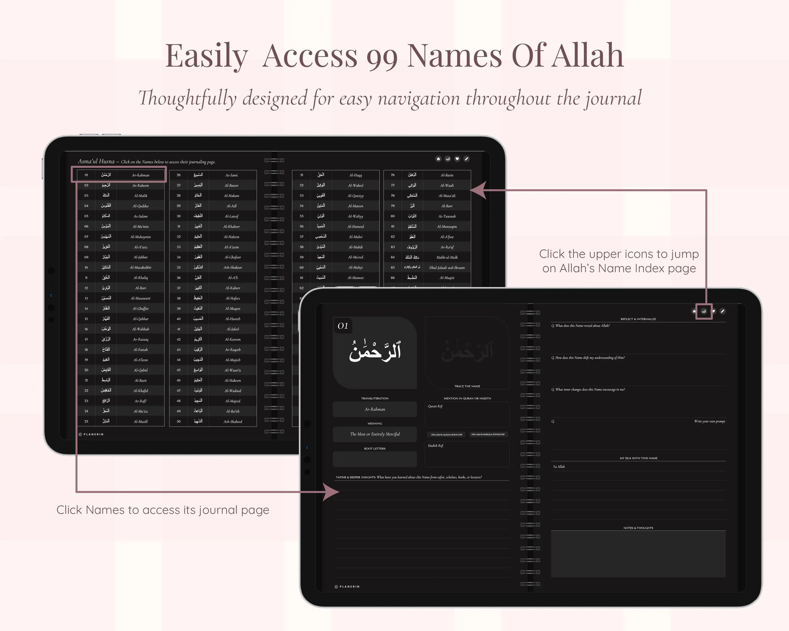 99 Names of Allah Journal: Digital Islamic Reflection Journal (Goodnotes Compatible) - image 3