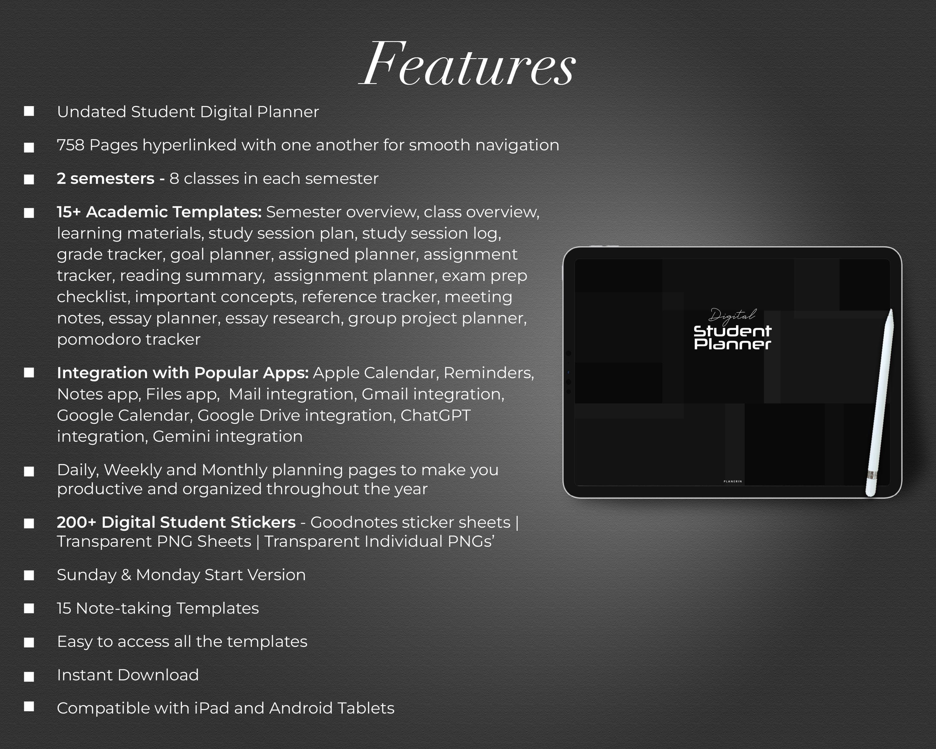 Digital Student Planner In Dark Mode