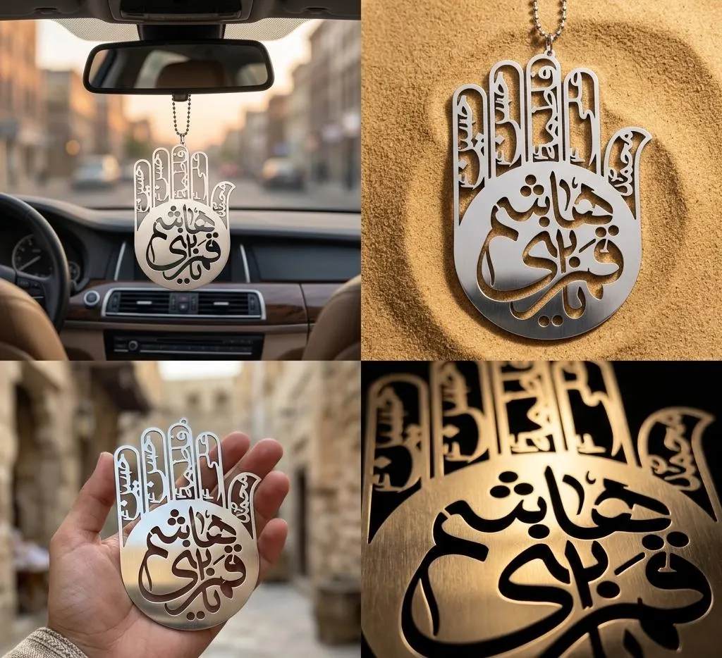 Hazrat Abbas (A.S.) Panja Car Hanging Ornament | Stainless Steel Islamic Car Decor | Shia Muslim Gift | Muharram & Karbala Blessing Karbala - image 3