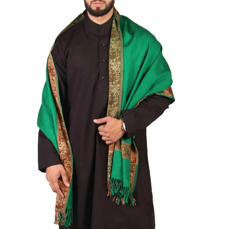 Pack of 2, Green Baghdadi Shawl from Karbala Iraq | AcroWool Iraqi Keffiyeh Scarf | Mehndi Wedding Shawl | Islamic Prayer Wrap | Unisex Gift - image 4