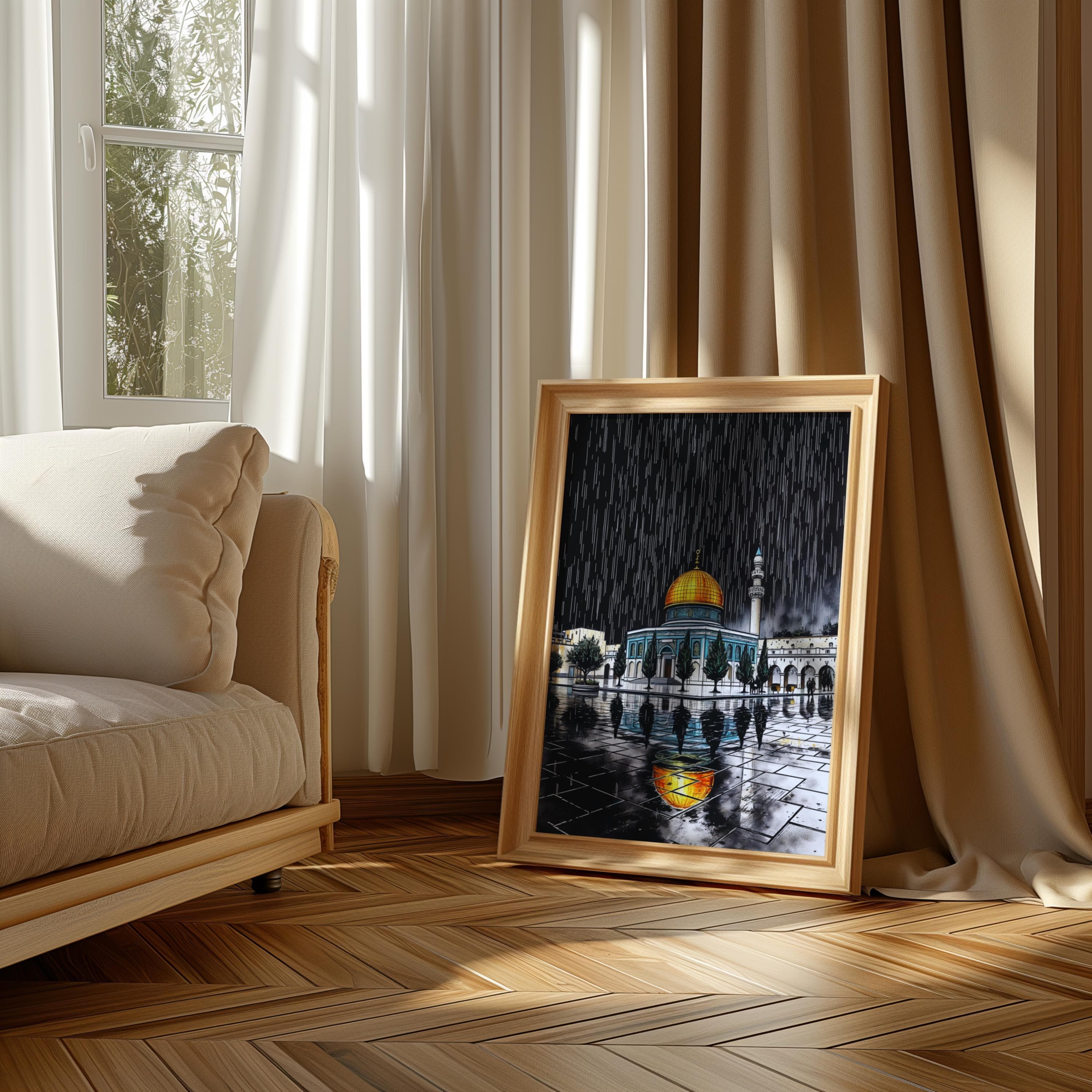 Dome of the Rock Rainy Night Print: Palestine Islamic Art (Digital Download) - image 5