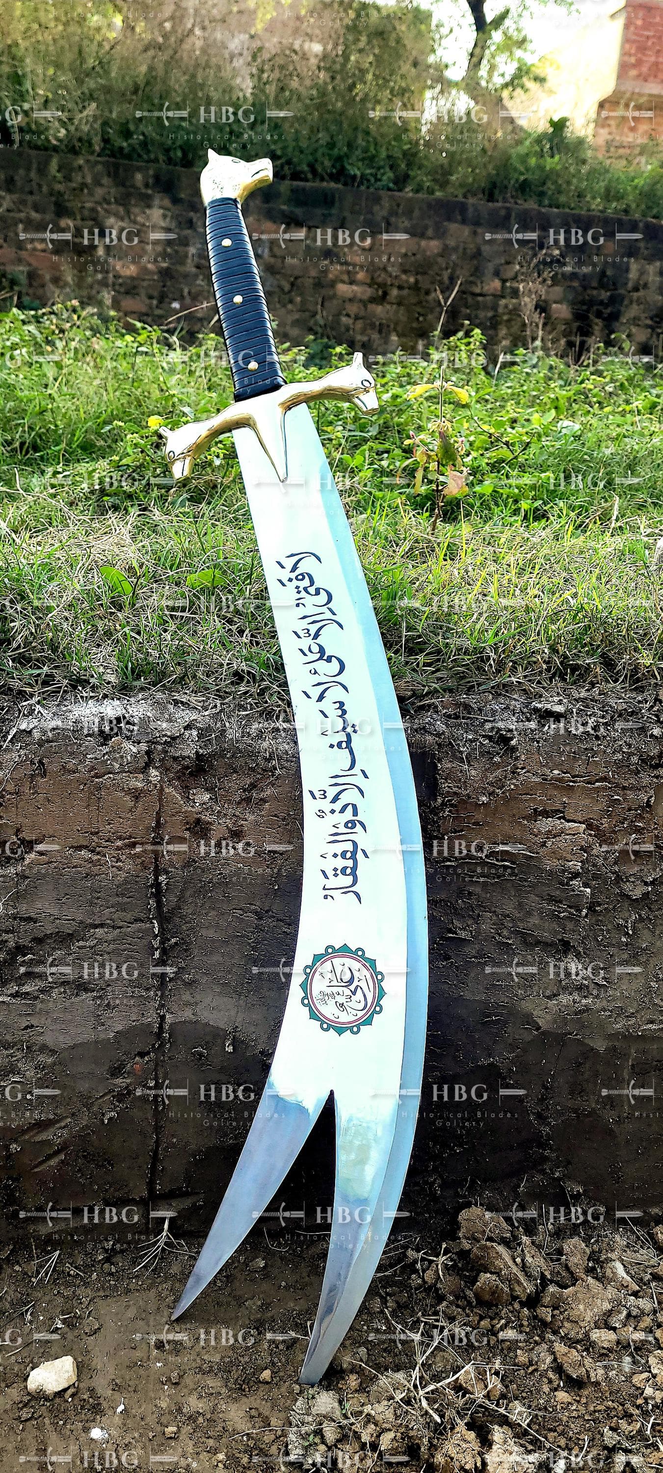 Zulfiqar Sword Decoration, Islamic Wall Art, 42 Inch Sword Display, Handmade Islamic Decor, Wolf Head Design, Muslim Gift - image 3