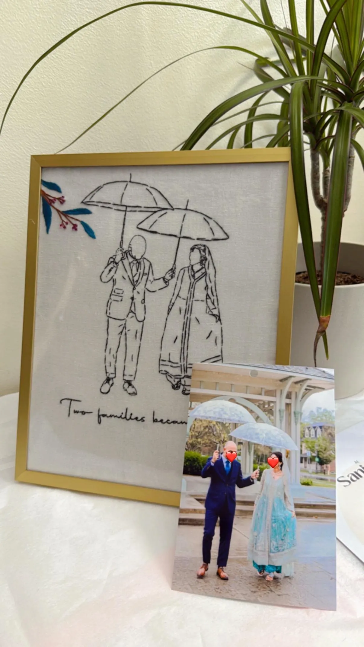 Personalized family portrait Anniversary Gift For wife For Husband Hand Embroidery Portrait of couple wedding gift personalized embroidery - image 4