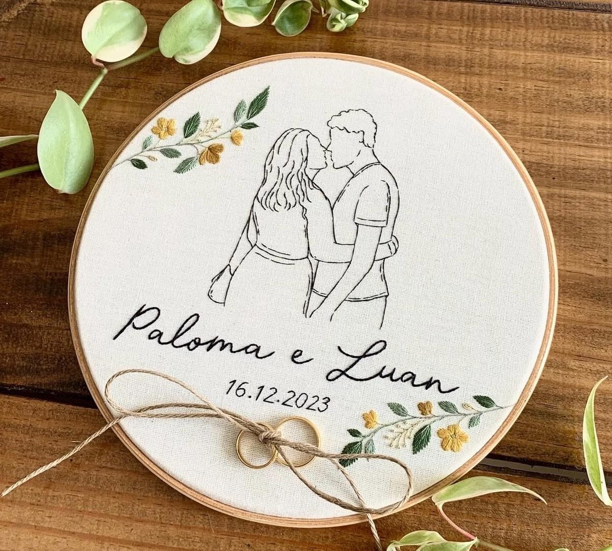 Couple Proposal Embroidery Portrait, Custom Portrait From Photo, Engagement Gift, Gift for Couples, Anniversary Gift for him/her - image 5