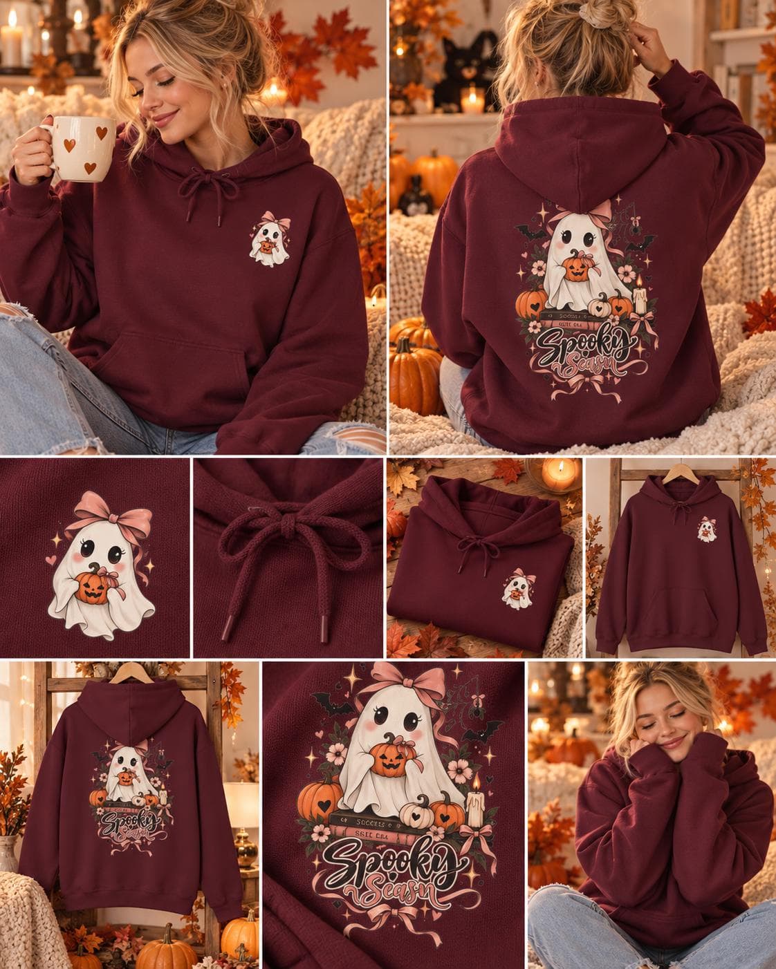 Spooky Season Hoodie Damen/ Halloween Hoodie/ Girly Halloween Hoodie/ Pumpkin Hoodie/ Spooky Season Outfit - image 3