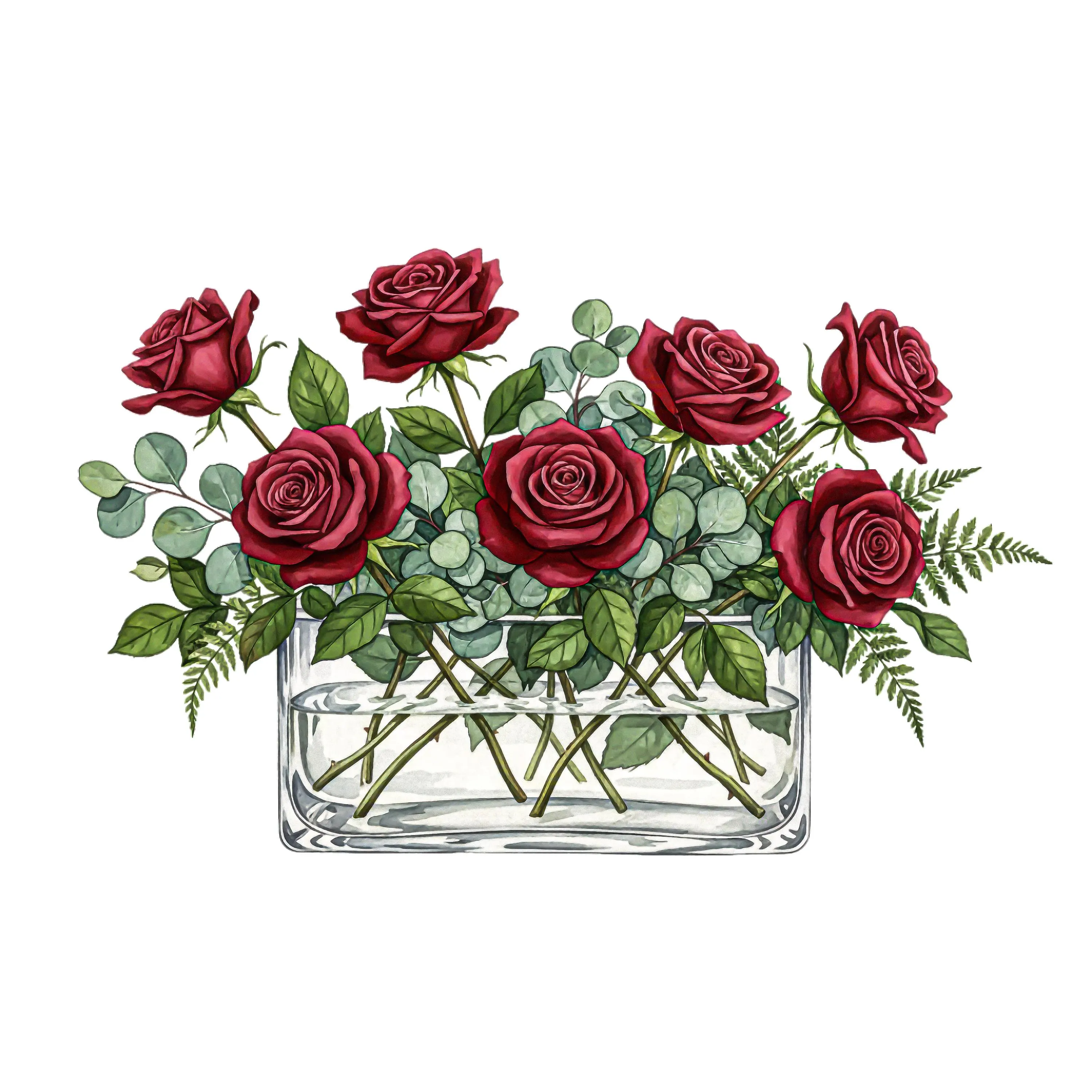 21 Roses in Glass Jar Watercolor Clipart, Spring Floral Roses PNG, Blush Pink Flowers, Digital Download - image 5
