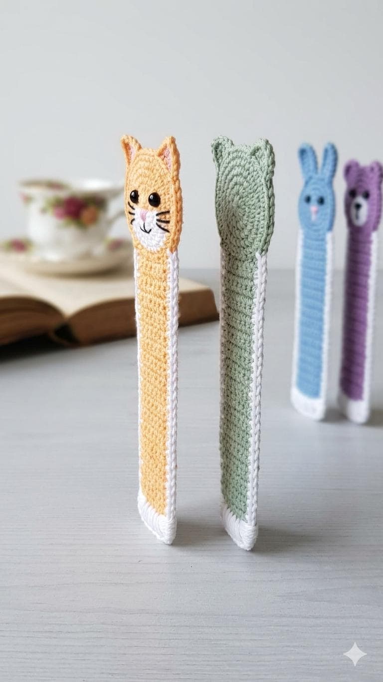 Crochet Animal Bookmark Pattern Bundle (Set of 4), Cat, Bunny, Chipmunk, Rabbit PDF - image 5