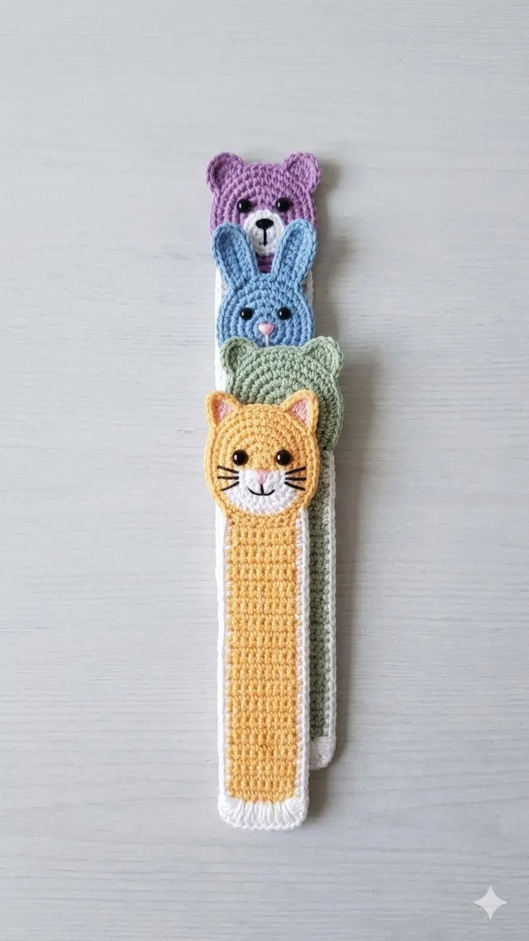Crochet Animal Bookmark Pattern Bundle (Set of 4), Cat, Bunny, Chipmunk, Rabbit PDF - image 4
