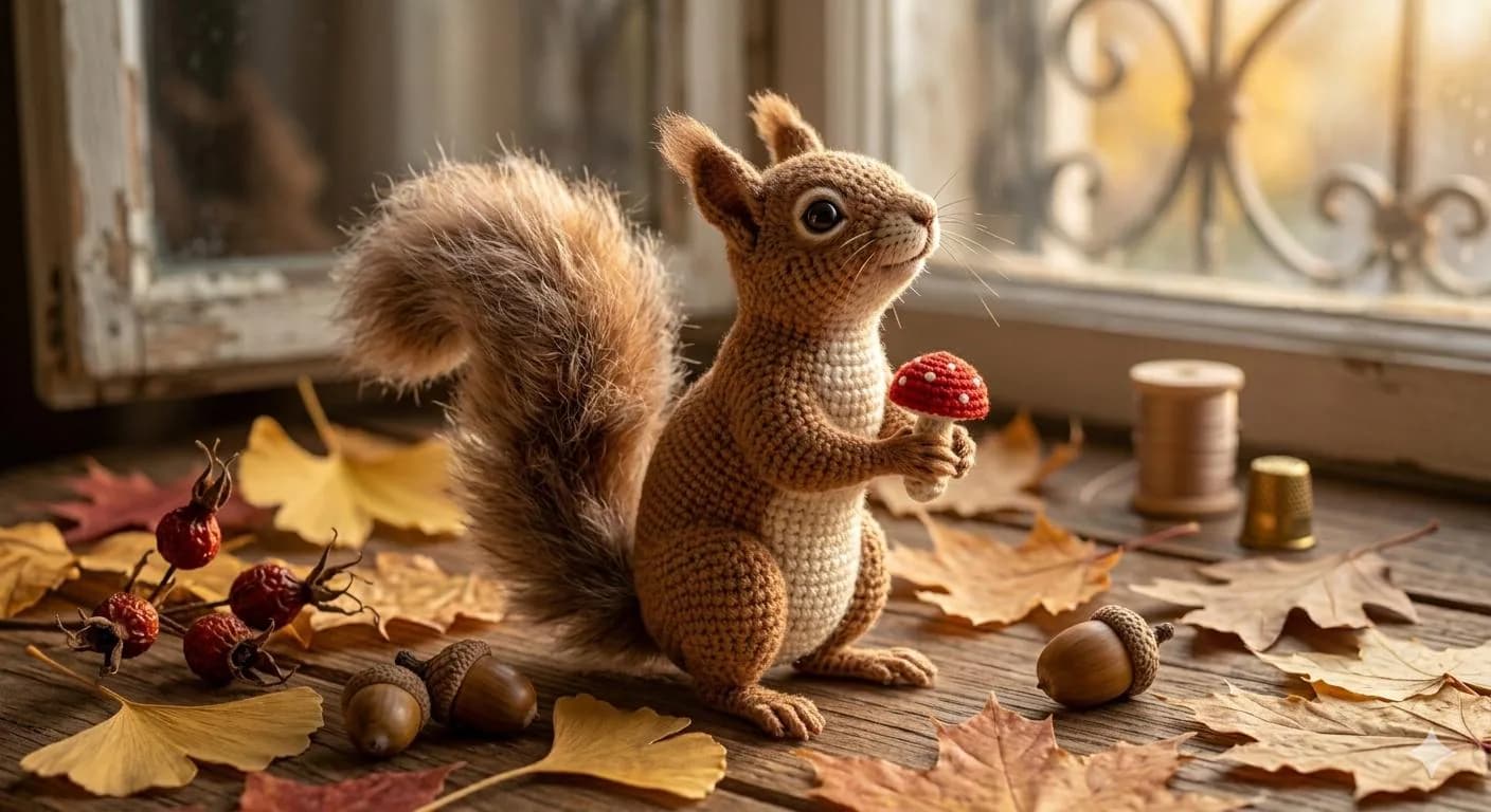 Woodland Squirrel Amigurumi Crochet Pattern (PDF), Forest Animal Plush Toy, Autumn Decor