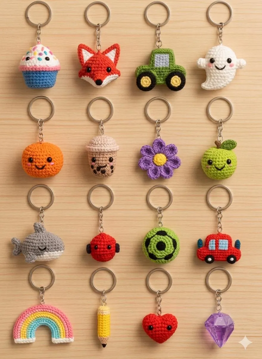 16 Crochet Keychain Patterns Bundle | Amigurumi Mini Charms PDF (Digital Download) - image 3